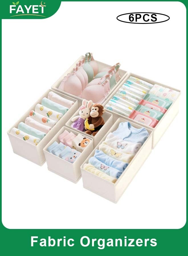 FAYET 6 Pack Fabric Dresser Drawer Organizers, Closet Dividers for Baby Clothes, Socks, Underwear and Nursery Storage - Image 1